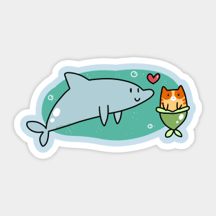 Dolphin and MerCat Love Sticker